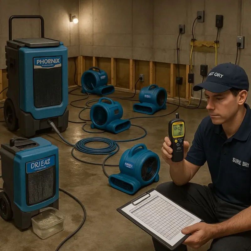 Structural Drying and Dehumidification process in Linda, CA